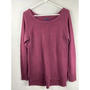 American Eagle Women's Size L Maroon Long Sleeve Round Neck Hi Lo Hem Knit Top